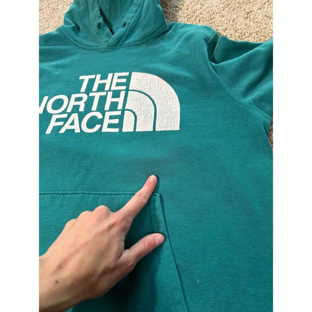 The North Face Mens Pullover Hoodie Teal Hiking Outdoors Sweatshirt Gorpcore M